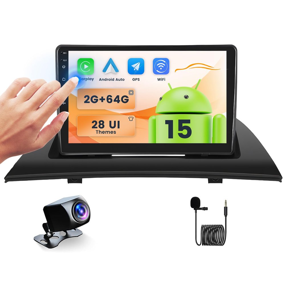 2+64GB Android Car Stereo for BMW X3 E83 2004-2010 Wireless Carplay Android Auto, 9 Inch Touchscreen Car Radio GPS Navi WiFi Bluetooth Backup Camera FM RDS Radio EQ SWC