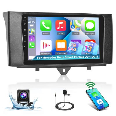 [2+64G] for Mercedes Benz Smart Fortwo 2011-2015 Upgrade DSP Audio, 9 inch Touchscreen Android Car Radio - Wireless Carplay & Android Auto, GPS, 5G/WiFi, Mirror Link, SWC + AHD Backup Camera