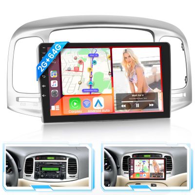 2+64G Car Stereo for Hyundai Accent 2006 2007 2008 2009 2010 2011 Wireless Carplay Android Auto,Android 15 System,9 Inch Touch Screen Bluetooth Car Radio GPS WiFi Dual USB Backup Camera