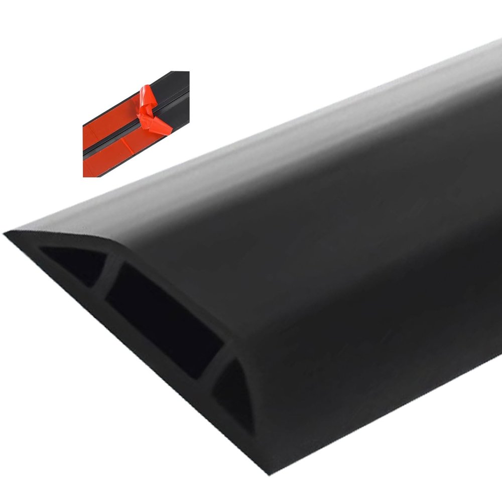 Cable Trunking,Wood-Effect Half round Cable Raceway,Self-Adhesive Backing Paintable Cable Trunking,Cable Concealer Management/Black-20Mm(79/100In)(Black 40Mm(1 57/100In))