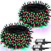 2 Pack Christmas String Lights Indoor Outdoor, Super Bright 66FT 200 LED String Lights Waterproof, 13 Modes Twinkle Xmas Lights with Timer for Christmas Tree Decorations (Red and Green) view 1