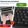 English Keyboard Stickers, 4 Pcs Universal Laptop Keyboard Stickers Keyboard Letter Replacement Stickers Matte Black Background and White Lettering Stickers for PC Computer Laptop Desktop view 4