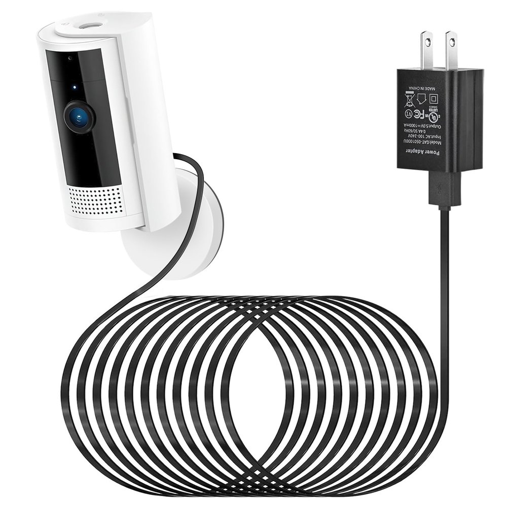 ALERTCAM Power Adapter for Ring/Indoor Cam (2nd Gen) and Indoor Cam(1st Gen), with 25Ft/7.5m Flat Charging Cable Continuously Charge Your Camera (NOT Compatible with Stick Up Cam)