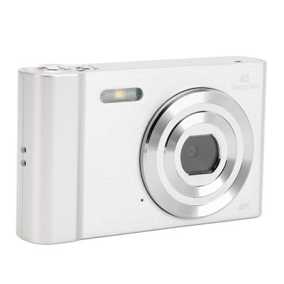 48MP 4K Digital Camera, CMOS Sensor, 16X Zoom, 2.4 Inch Screen, 128GB Memory, for Photography Travel Vlogging (Silver)