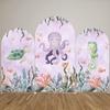 Aerdce Underwater Octopus Arched Background Fabric Covers Pink Under The Sea Arch Backdrop Stand Cover for Girl Birthday Party Decoration Props(Only Cover) view 4