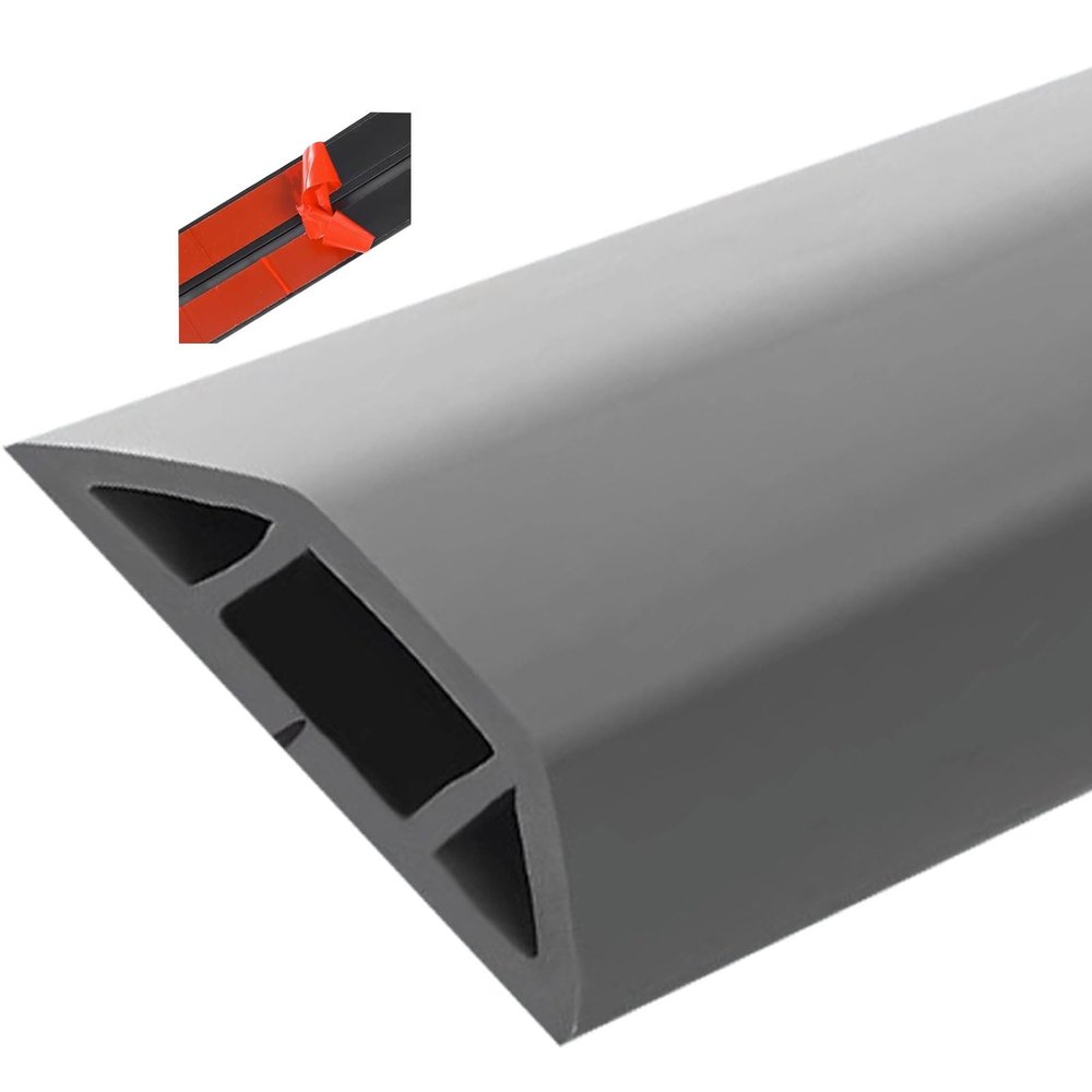Cable Trunking,Wood-Effect Half round Cable Raceway,Self-Adhesive Backing Paintable Cable Trunking,Cable Concealer Management/Black-20Mm(79/100In)(Grey 1 40Mm(1 57/100In))