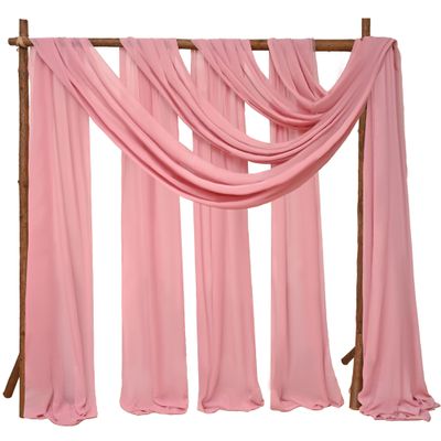 4 Panels Wedding Arch Draping Fabric 28" x 20ft Wedding Arch Drapes Chiffon Fabric Drape Sheer Backdrop Curtain for Weddings Party Ceremony Birthday Arbor Drapery Reception Ceiling Decor(Dusty Rose)