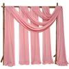 4 Panels Wedding Arch Draping Fabric 28" x 20ft Wedding Arch Drapes Chiffon Fabric Drape Sheer Backdrop Curtain for Weddings Party Ceremony Birthday Arbor Drapery Reception Ceiling Decor(Dusty Rose) view 1