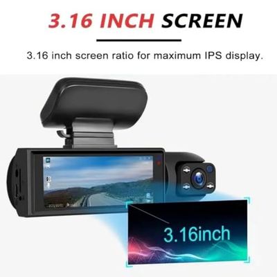 1080P Cmara Dual, Cmara de Tablero para Coches, Delantera e Interior, Cmara DVR para Coche de Gran Angular con Pantalla IPS de 3.16 Pulgadas,without memory card