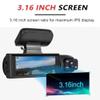 1080P Cmara Dual, Cmara de Tablero para Coches, Delantera e Interior, Cmara DVR para Coche de Gran Angular con Pantalla IPS de 3.16 Pulgadas,without memory card view 1