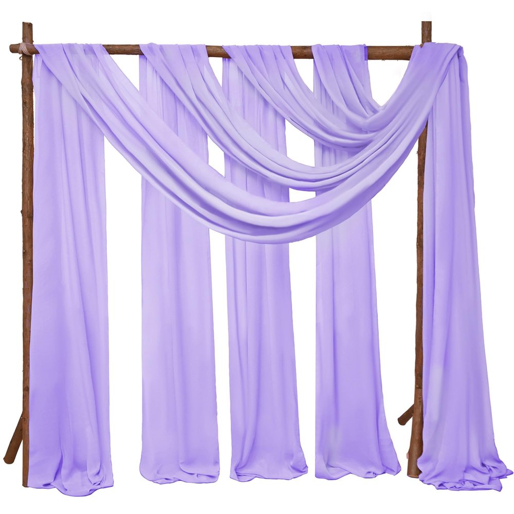 4 Panels Wedding Arch Draping Fabric 28" x 20 Ft Wedding Arch Drapes Chiffon Fabric Drape Sheer Backdrop Curtain for Weddings Party Ceremony Birthday Arbor Drapery Reception Ceiling Dcor(Lavender)