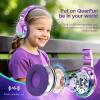 QearFun Kids Bluetooth Headphones, 60H Playtime, 85/94dB Safe Volume Limit, Metallic Gradient Wireless Headset with HD Mic, Fast Charging, Foldable, Wired 3.5mm Mode for School/Tablet/Travel view 3
