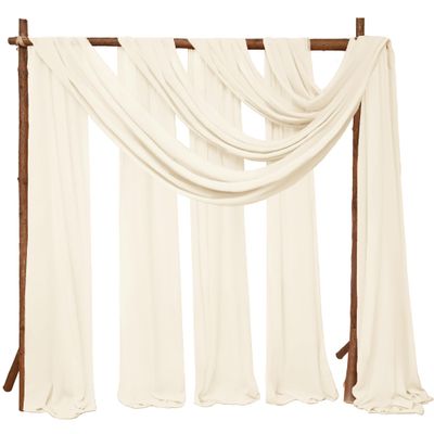 4 Panels Wedding Arch Draping Fabric 28" x 20 Ft Nuptials Arch Drapes Chiffon Fabric Drape Sheer Backdrop Curtain for Wedding Party Ceremony Birthday Swag Arbor Drapery Reception Ceiling Dcor(Ivory)