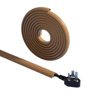 DirectNine Basics Cord Covers for Wires on Floor, Floor Cable Cover, Soft PVC Cord Protector Floor, Cord Protectors from Pets no Chew, for Home Offices Gym Restaurant, 3*1000cm, Brown, NAFCCQDCW-BROWN-3*1000CM