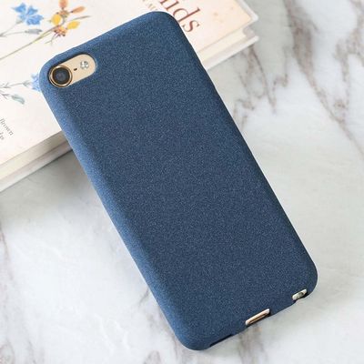 2-in-1 Soft Matte Silicone Protective Shell Skin Case Cover for Apple iPod Touch 7 7th 7G 6 6th 6G 5 5th 5G LCD Screen Protector Tempered Glass Film (Sand Blue and Glass)