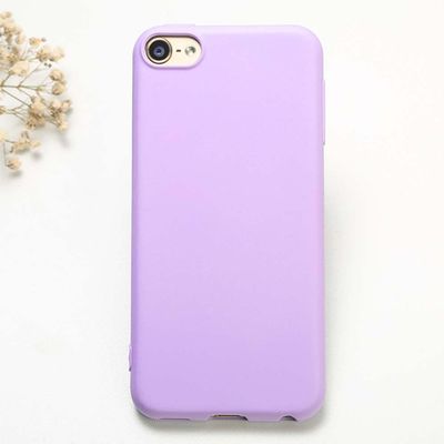 2-in-1 Soft Matte Silicone Protective Shell Skin Case Cover for Apple iPod Touch 7 7th 7G 6 6th 6G 5 5th 5G LCD Screen Protector Tempered Glass Film (Purple and Glass)