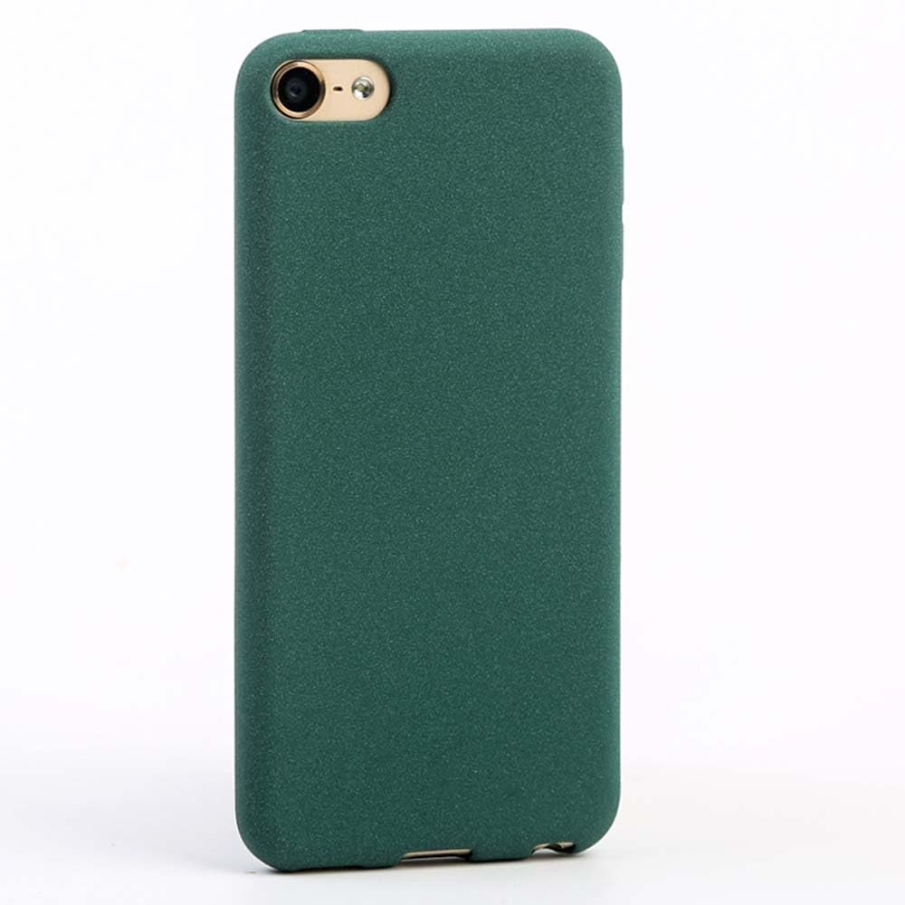 2-in-1 Soft Matte Silicone Protective Shell Skin Case Cover for Apple iPod Touch 7 7th 7G 6 6th 6G 5 5th 5G LCD Screen Protector Tempered Glass Film (Army Green and Glass)