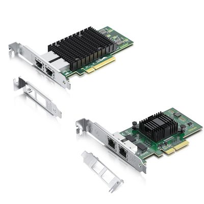 10Gb Dual NIC with 1Gb Dual NIC, Compare to Intel X540-T2 NIC and Intel I350-T4 NIC, 2 RJ45 Ports, Ethernet Card with Low Profile for Windows/Windows Server/Linux