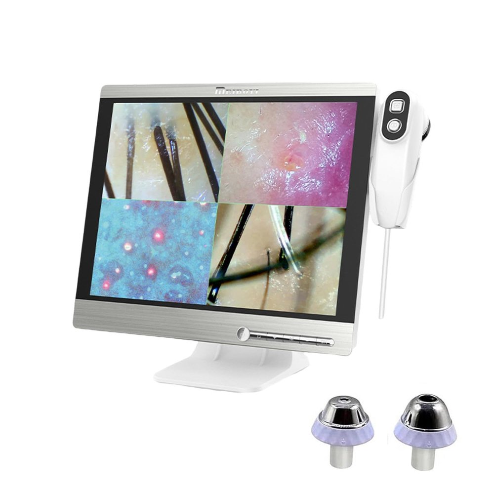 15.5 Inch Scalp Microscope, Skin Analysis Machine, with 16G Large Memory, HD Digital Display, 50X / 200X Dual Probes, for Hair Salon, SPA Beauty Shop