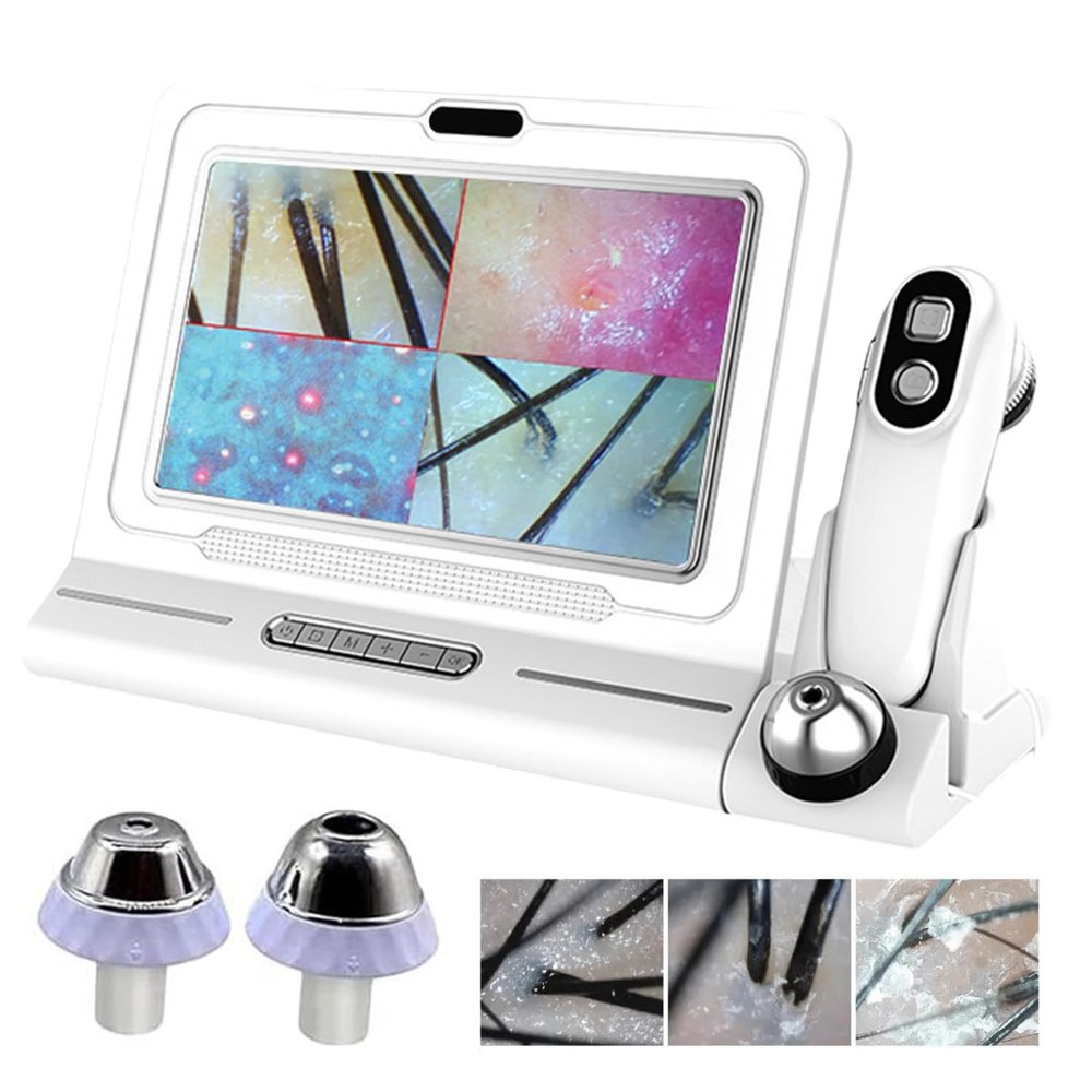 aigahealzhou 2 in 1 Scalp Microscope + Professional Skin Analyzer Machine, Portable Scalp Scanner, 11-inch HD Screen and 16G Large Memory, 50X / 200X Dual Probes, for Hair Salon, SPA Beauty Shop