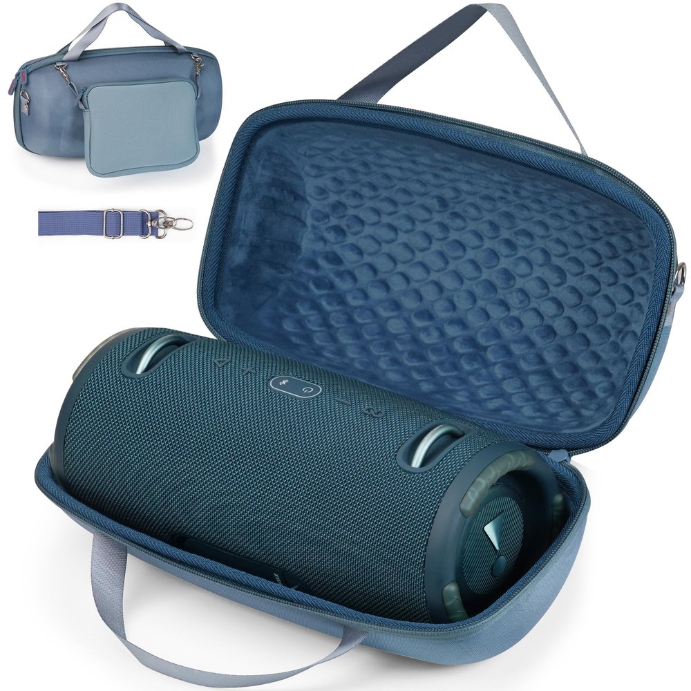 ZUJFPL Hard Shell Case for JBL Xtreme 3/2 / 1 Portable Bluetooth Speaker, Waterproof Travel Carrying Case with Zipper Pocket Bag for Charger and Accessories - Blue