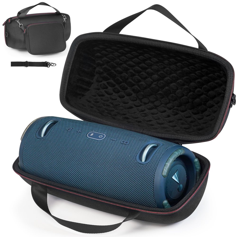 ZUJFPL Hard Shell Case for JBL Xtreme 3/2 / 1 Portable Bluetooth Speaker, Waterproof Travel Carrying Case with Zipper Pocket Bag for Charger and Accessories - Black