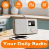 MangoKit SR10 WiFi Internet Radio,Podcast Player, Bluetooth Speaker, Portable FM Radio, Mains and Battery Powered Radio, Color Display,Dual Alarms, Presets,App Control-Walnut view 2