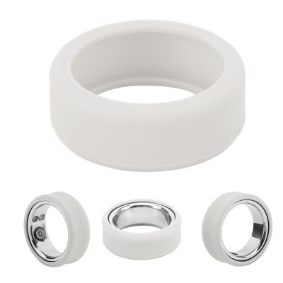 Asixxsix Silicone Ring Protector Compatible with All Smart Rings on The Market, Skin Friendly Scratch Elastic Silicone Ring Cover Case for Working Out, Easy to Clean (S) Gray