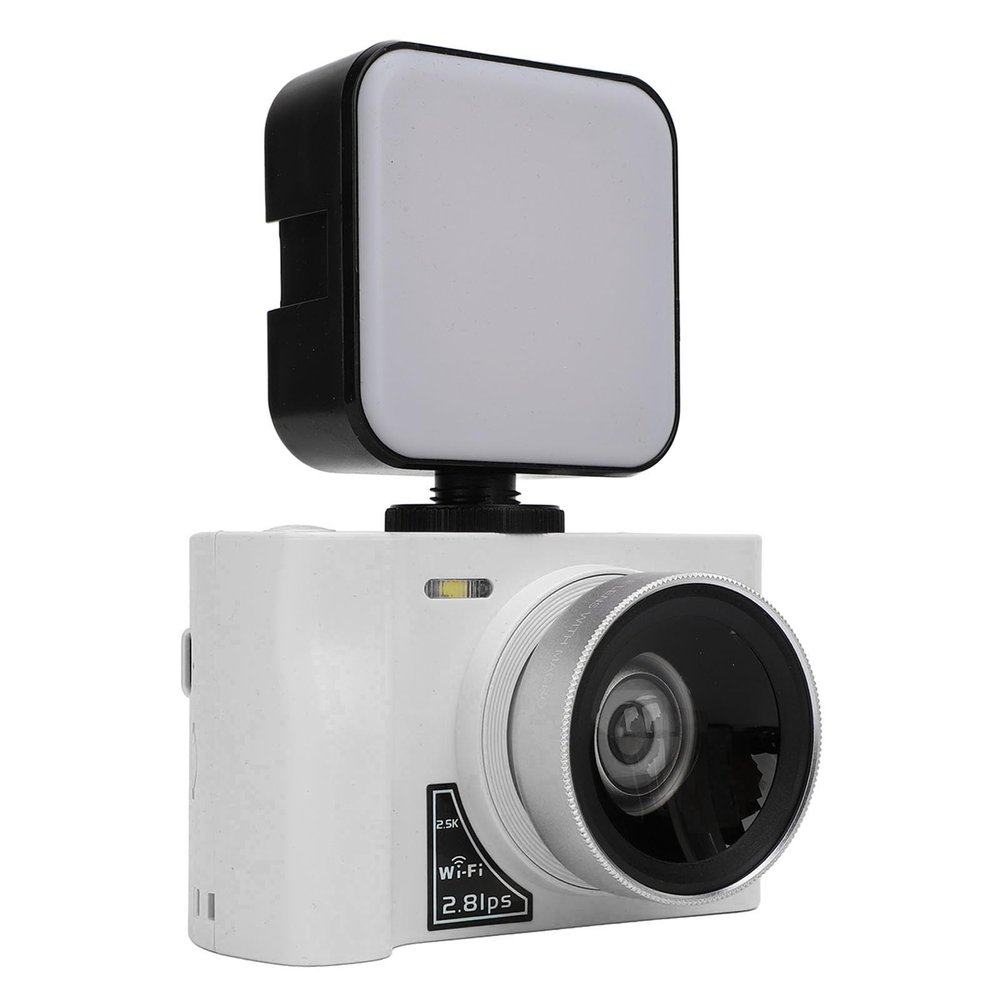 24MP Digital Camera, 16X Digital Zoom 2.5K Vlogging Camera with Fill Light, Compact 2.8inch Screen Cam for Students Travel Kids (White)