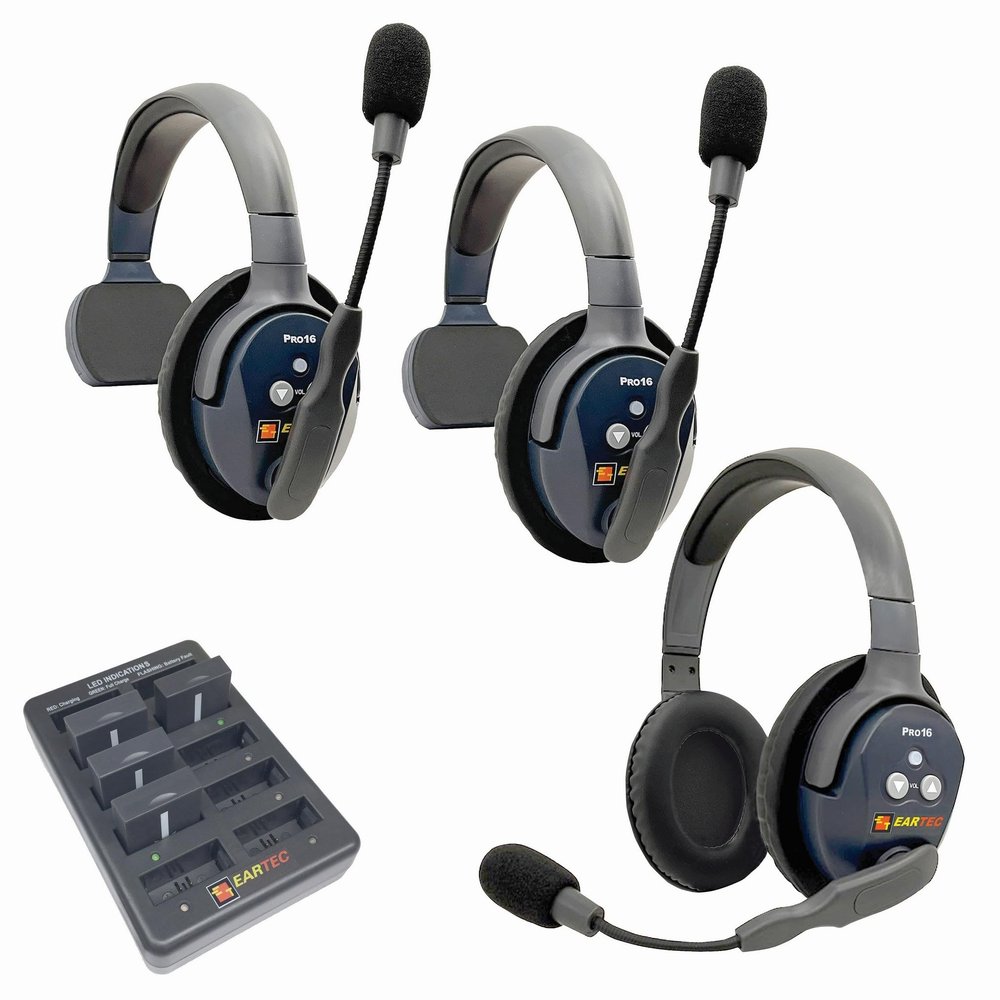 EARTEC Ultralite PRO16 ETP21 Full-Duplex Professional True Wireless Intercom System with Single & Double Headsets (2.4 GHz)