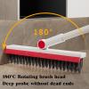 Motamim Floor Brush Scrubber with Long Handle Grout Brush Tile Floor Scrub Brush with Squeegee Heavy Duty Deck Brush Stain 180 Rotating Crevice Cleaning Brush Stiff Bristle Broom for Bathroom Wall view 2