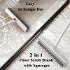 Motamim Floor Brush Scrubber with Long Handle Grout Brush Tile Floor Scrub Brush with Squeegee Heavy Duty Deck Brush Stain 180 Rotating Crevice Cleaning Brush Stiff Bristle Broom for Bathroom Wall view 3