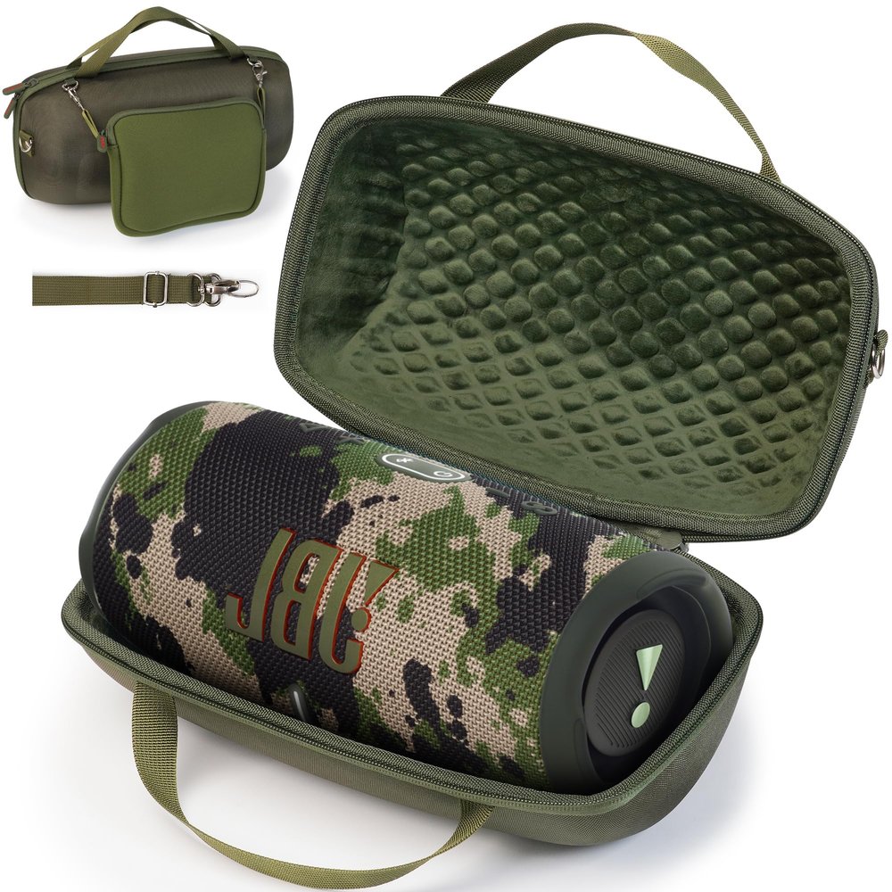 ZUJFPL Hard Shell Case for JBL Xtreme 3/2 / 1 Portable Bluetooth Speaker, Waterproof Travel Carrying Case with Zipper Pocket Bag for Charger and Accessories - Green