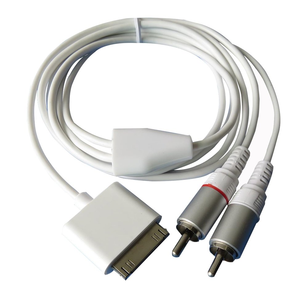 elytronic 30 Pin Male Jack Cable to 2 RCA Audio Cable for Pod Phone 4 (5ft)