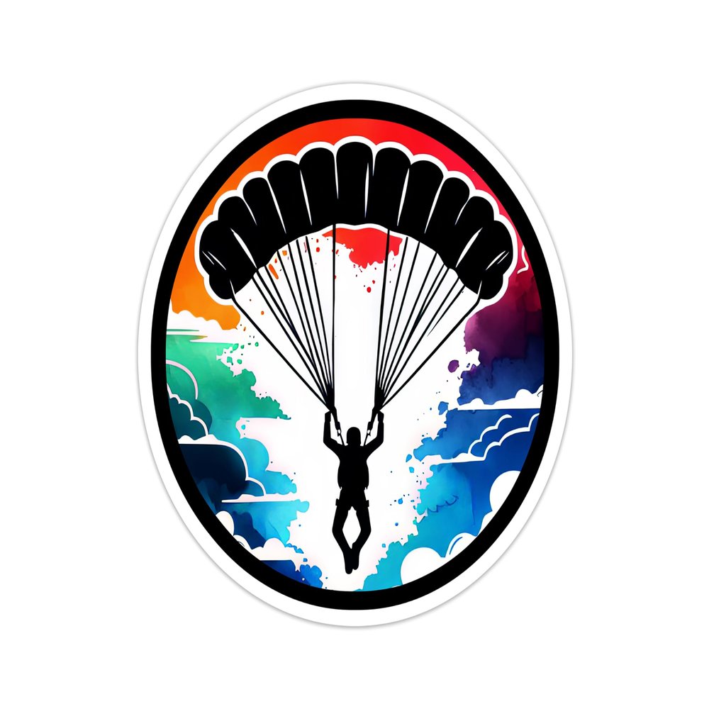 2 Pack Skydiver Vivid Sky Watercolor Printed Car Decal, Tumbler Decal, Laptop Sticker, Waterproof