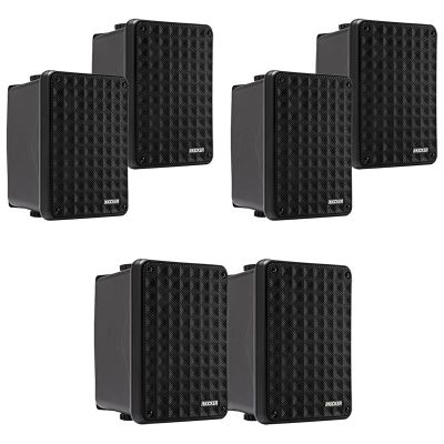 KICKER KB6 6.5" 150 Watt Max Power Full-Range Indoor/Outdoor Weatherproof 8-Ohm 2-Way Black Audio Speakers (Qty 6)