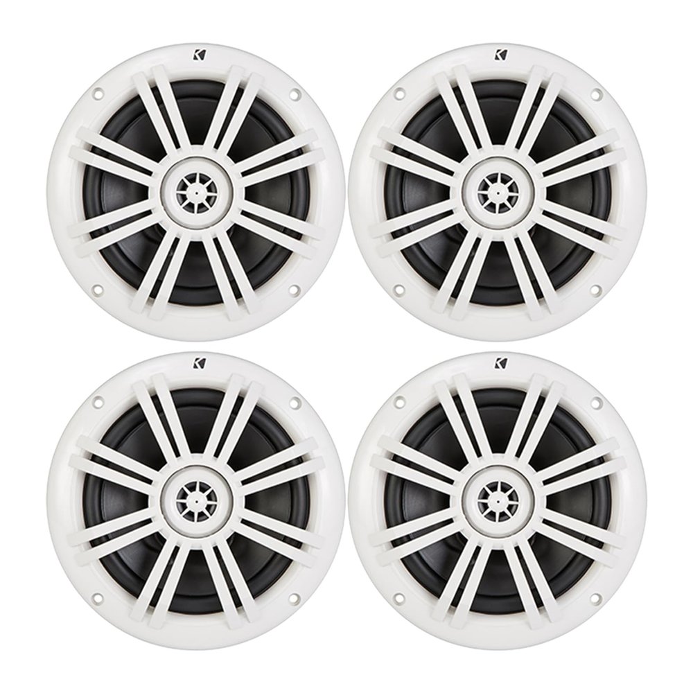 KICKER 6.5" 150 Watt Peak Power 2-Way Marine OEM Replacement White Boat Audio Speakers (Qty 4)