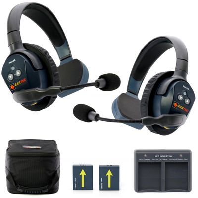 EARTEC Ultralite PRO16 ETP2S Full-Duplex Long Range Wireless Intercom System - 2 Single Ear Headsets, Up to 1/2 Mile Range, 2.4 GHz, U.S. Company