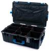 ColorCase Pelican 1595 Case Black - Large Sized Waterproof Case with TrekPak Divider System & Combo Pouch Lid Organizer- Blue Handles & Latches view 1