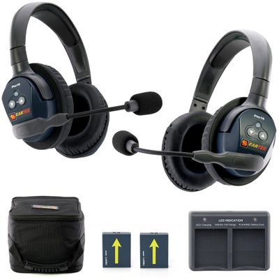 EARTEC Ultralite PRO16 ETP2D Full-Duplex Long Range Wireless Intercom System - 2 Dual Ear Headsets, Up to 1/2 Mile Range, 2.4 GHz, U.S. Company