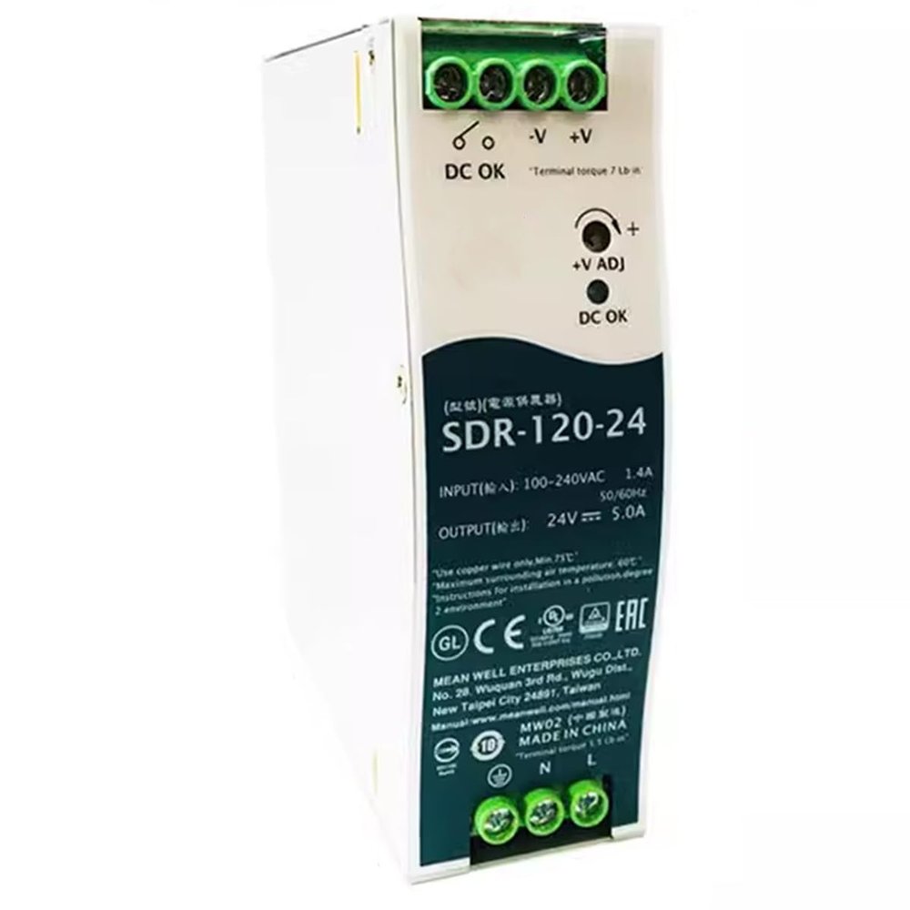 CHUANGYEIC 1PC SDR-120-24 24V 5A 120W Single Output Industrial DIN RAIL with PFC Function