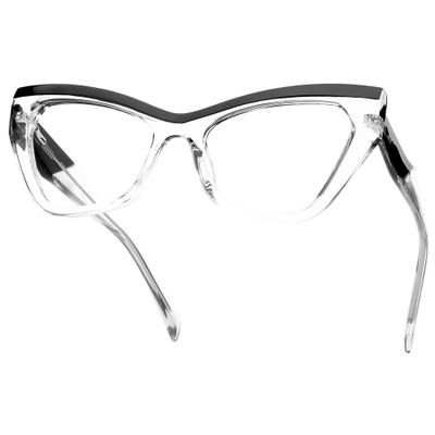 JFXQDR Women's Blue Light Blocking Glasses, Trendy Cat Eye Computer Gaming Eyeglasses Anti Glare & UV RF6216 (Clear Cateye Frame)