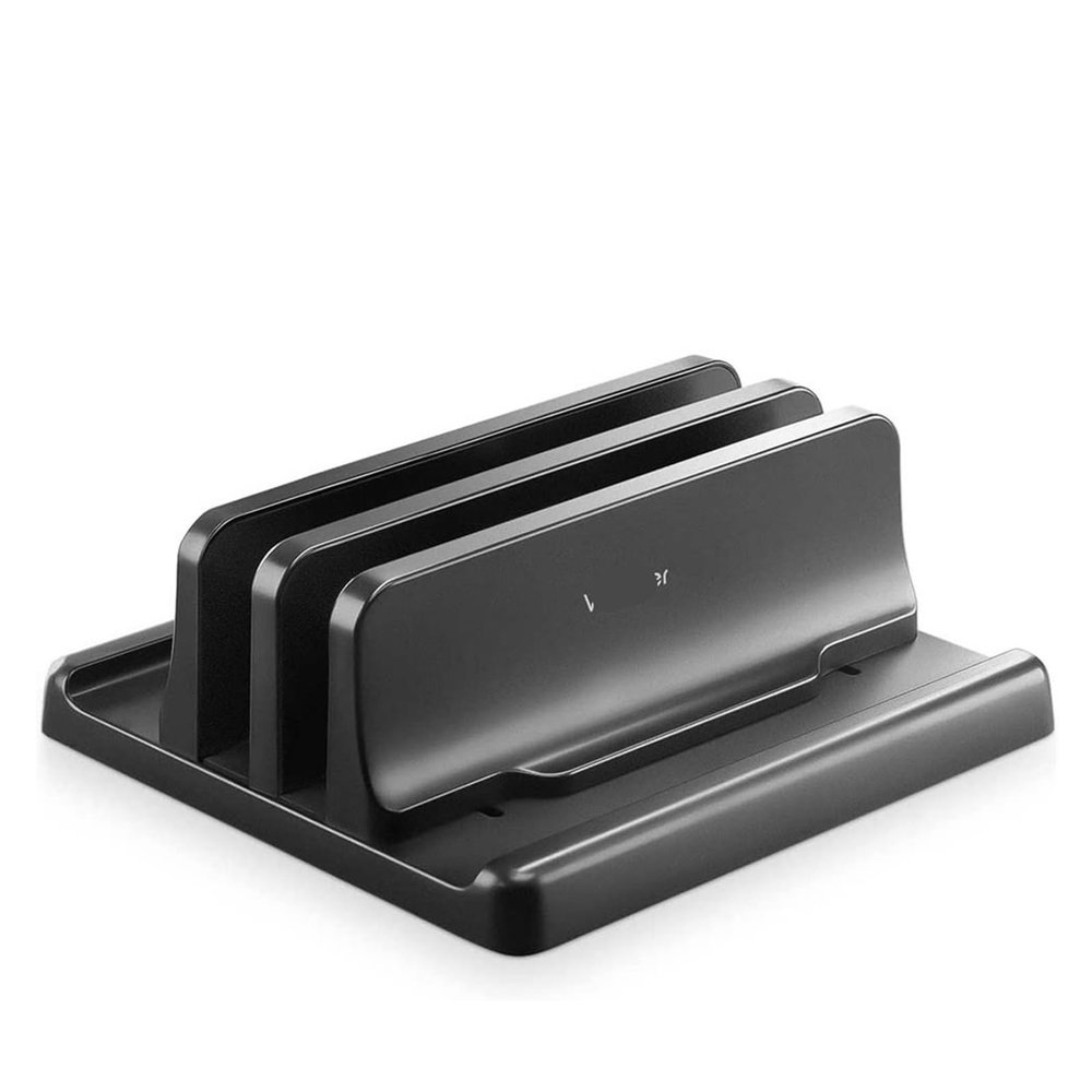 AVXANKTG Dual Slot Adjustable Vertical Laptop Stand ABS Plastic 4 in 1 Design Save Space(2 Slot Version)