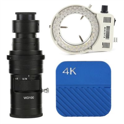 ZTBH Microscope Accessories Kit 4K 3840 * 2160 8MP 60FPS IMX334 UHD HDMI Digital Video Microscope Camera with with 200X Lens Light for Industrial PCB Repair Microscope Slides