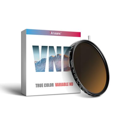 7artisans True Color VND Adjustable Neutral Density Filter 2-5 Levels/6-9 Levels Adjustable VND67mm/72mm/77mm/82mm Neutral Density Polarized Filter for Camera Lens Movie Video Filter Portrait