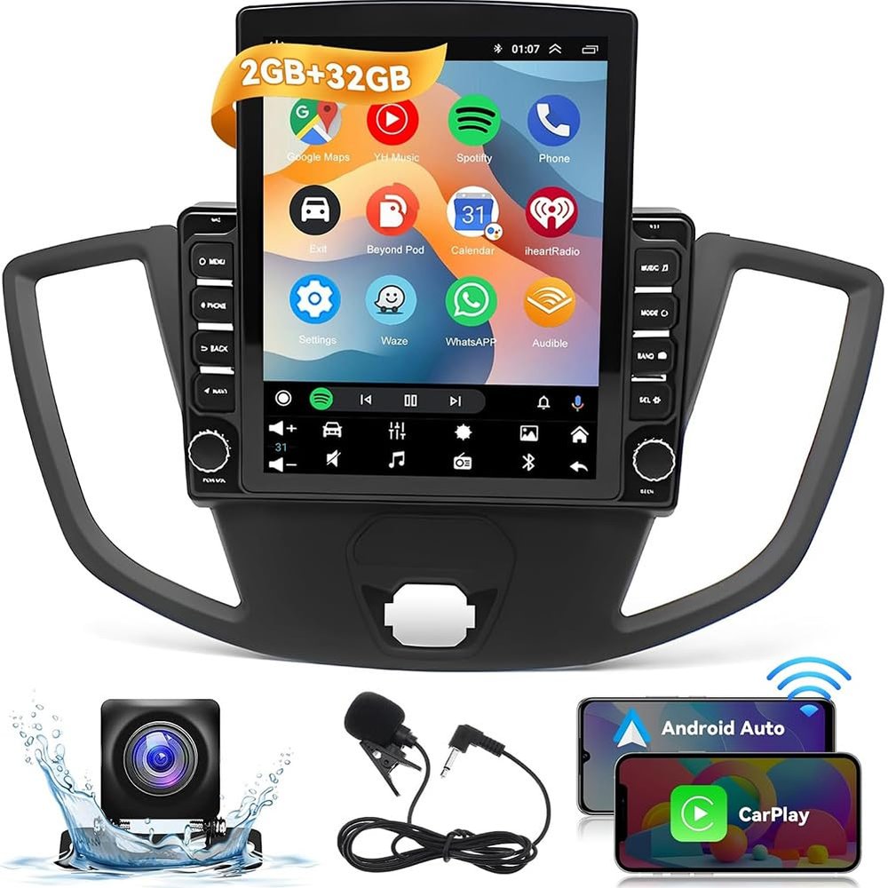 [2+32G] Android 13.0 Car Radio Stereo for Ford Transit 2013 2014 2015 2016 2017 2018 2019,9.7 Touchscreen Car Audio with Carplay & Android Auto Bluetooth GPS Radio Navigation Backup Camera
