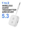 Bluetooth 5.3 Transmitter Receiver for up to 2 Headphones, Dual Link 3.5mm Aux Audio Adapter, 2-in-1 Wireless Bluetooth Transmitter Audio Adapter for in-Flight TV, Airplanes, Gym, Car, PC view 2