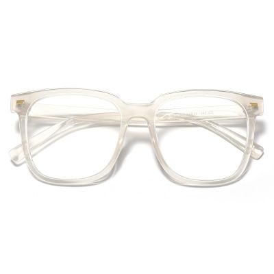 PANNER Oversized Square Blue Light Blocking Glasses for Women Men Anti Glare Reduce Eyestrain Computer Glasses(Cream)