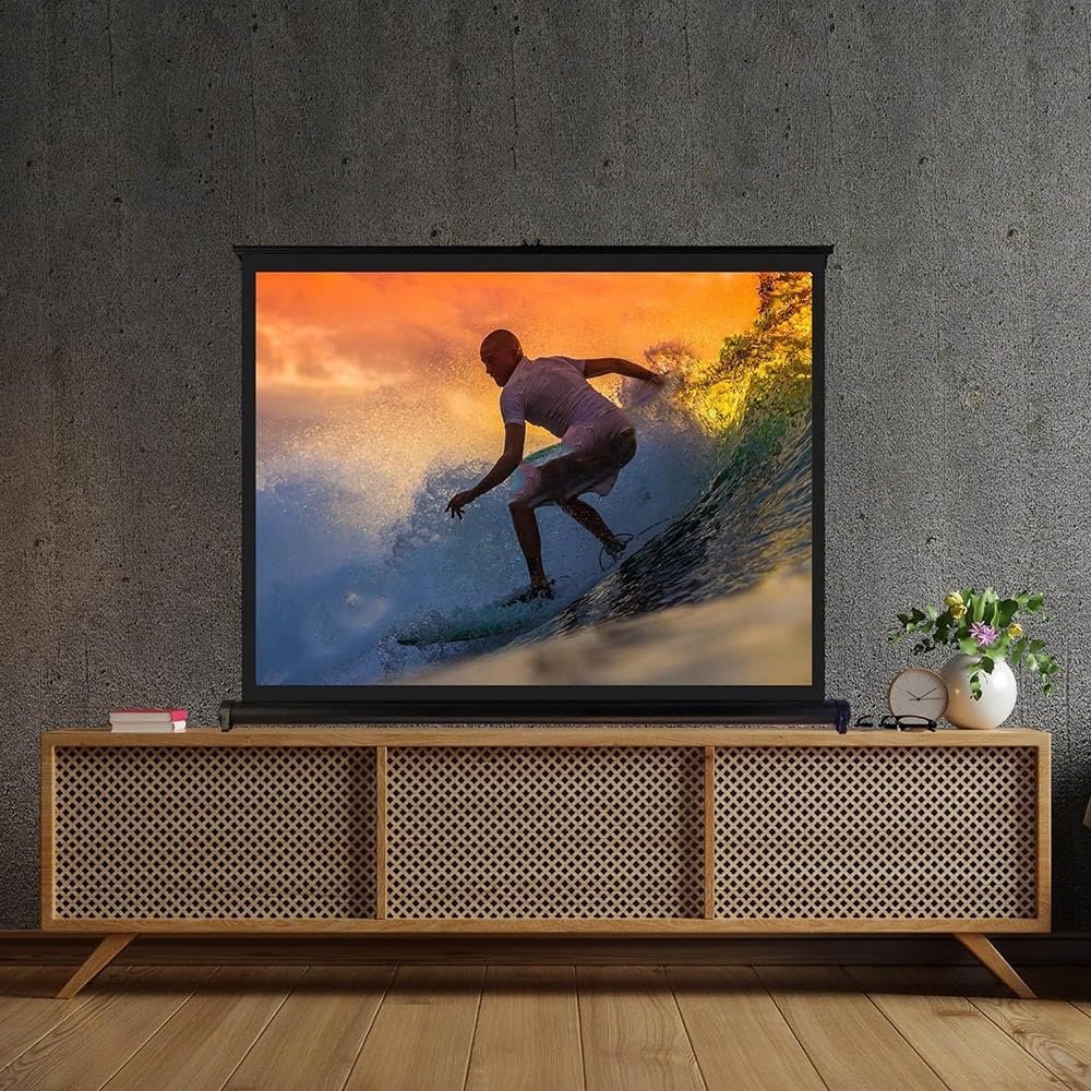ZYXQQJ Table Top Projector Screen 20" 30" 40" 50" Mini Projector Movie Screen, Mobile Stand Projection, Retractable Pull Up Screen(16:9,30inch)
