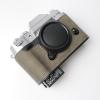 Iborrys Camera Genuine Leather Half Case Compatible with FUJIFILM Fuji X-T50 XT50  Made by Hand - Top Layer Cowhide Body + Metal Base Plate 2-in-1 Design (Retro Grey) view 3
